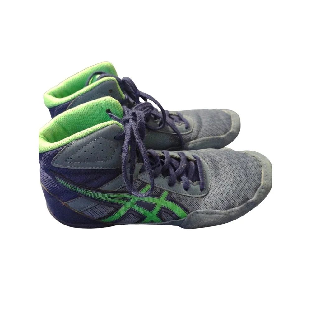 Asics Matflex 6 Wrestling Shoes Blue Green Mesh‎ Lace Up High Top Sports
